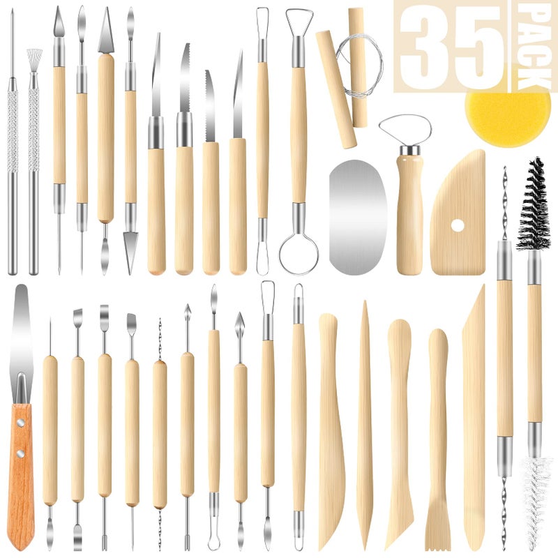 Jetmore 35 Pack Clay Tools Kit, Pottery Tools & Sculpting Tools, Polymer Modeling Clay Cutters Sculpture Set for Carving, Ceramics, Molding, DIY - Image 1